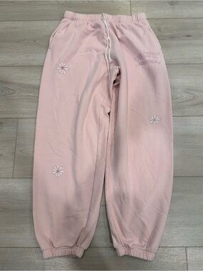 PacSun Pacific Sunwear Pink Daisy Graphic Sweatpants Joggers L